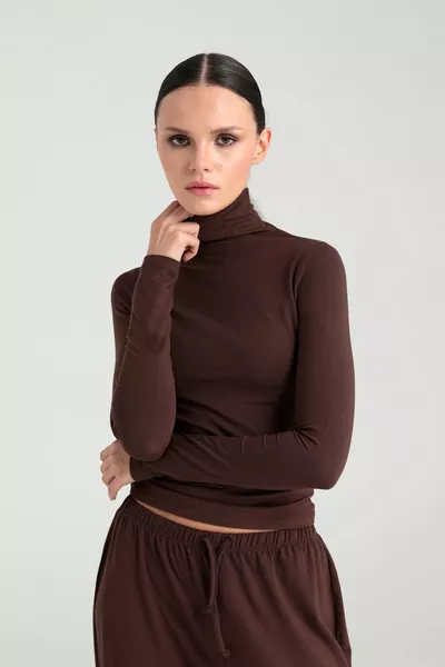 Ultra Soft Rollkragenbluse Braun