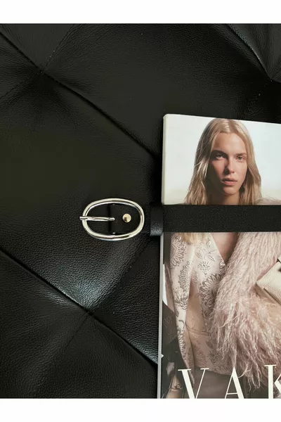 Women's Pantuser Belt with Oval Silver Buckle, Jacket Belt, Dress Belt, Shirt Belt