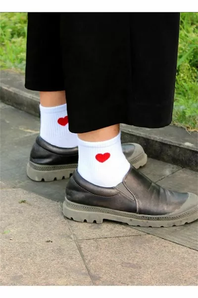 Halbe Muschel Herzmuster Damen College Socken 5 Paare