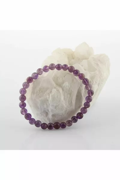 Bracciale in pietra naturale ametista certificata 6mm 