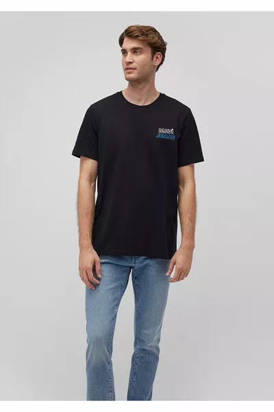 Jeans Bedrucktes schwarzes T-Shirt Slim Fit / Slim Fit 