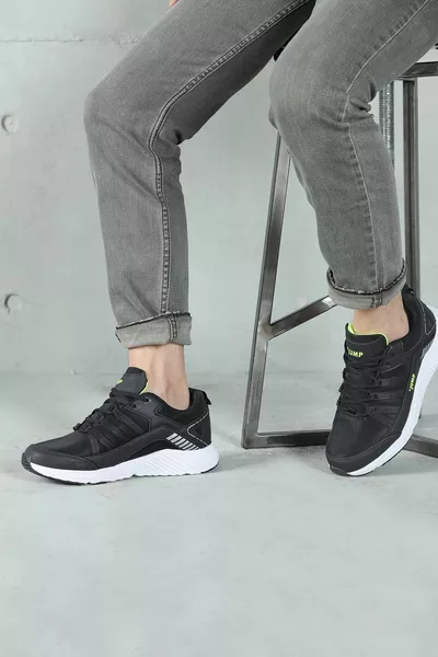  أسود - أخضر نيون سنيكرز رجالي