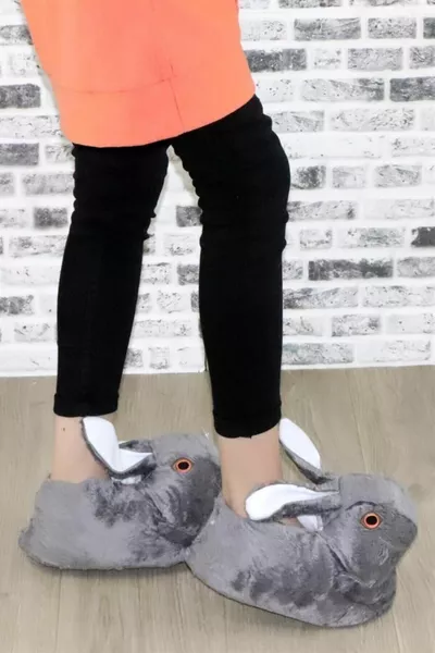  Grey Rabbit Figure Плюшевые женские домашние сапоги Panduf