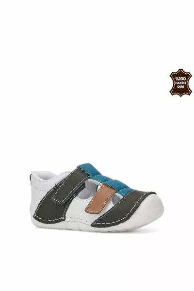 İlk Adım % Hakiki Deri  Beyaz Haki Ortopedik Comfort