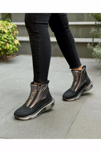 CONCEPTION SPÉCIALE SEMELLE D’AIR DOUBLE FERMETURE ÉCLAIR FACILE À PORTER TISSU DE PARACHUTE IMPERMÉABLE BOTTES DE NEIGE POUR FEMMES