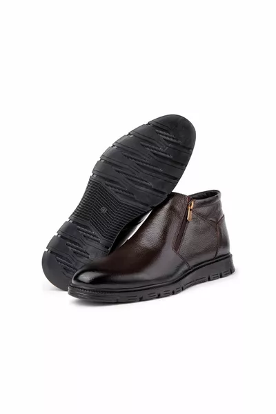 Moyna جلد طبيعي المطاط وحيد أحذية الفراء الرجالية ، داخل أحذية الفراء