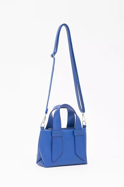 Sax Blu  Ecopelle Scomparto Doppio Manico Mano e Tracolla Incrociata L: L: P:8 cm