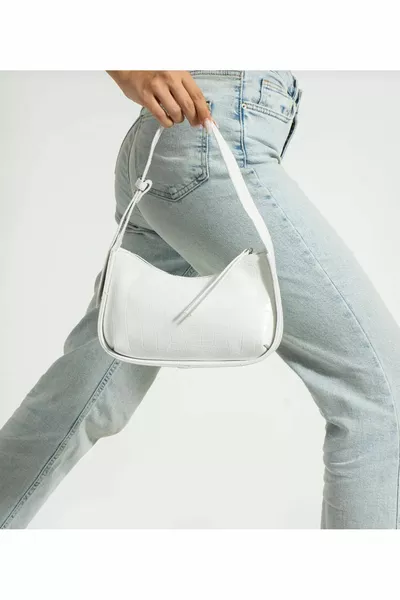 حقيبة باغيت منقوشة بنقشة التمساح الأبيض للمرأة