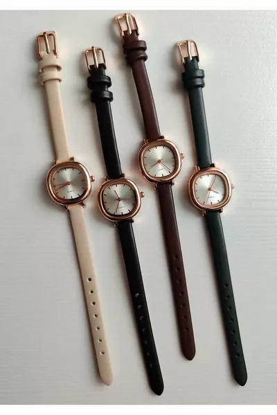 Nuovo orologio da polso da donna con cinturino in pelle marrone amaro