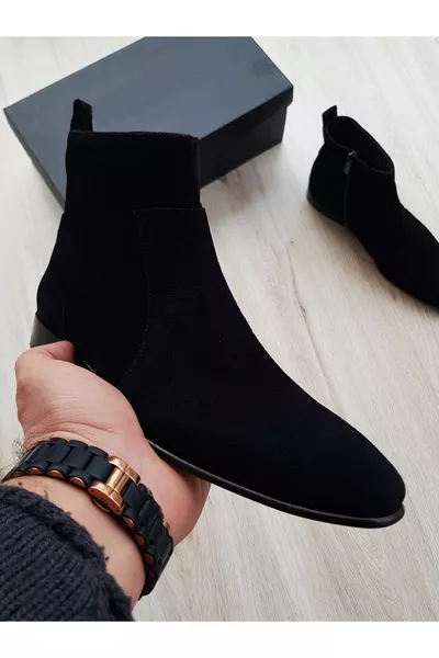 أسود جلد طبيعي من جلد الغزال أحذية رجالية