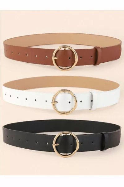 Gold Buckle 3-Piece Combination Belt