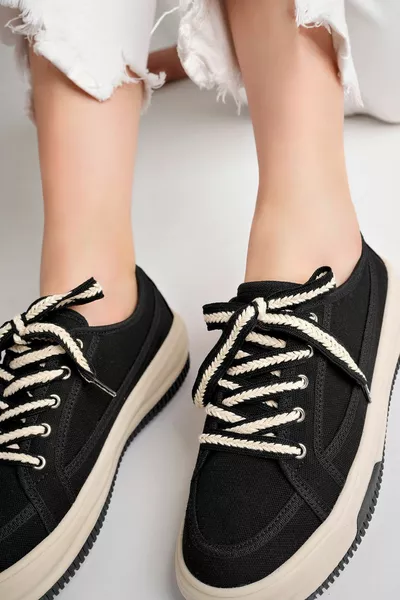 Schwarze Damen Sneaker Freizeitschuhe