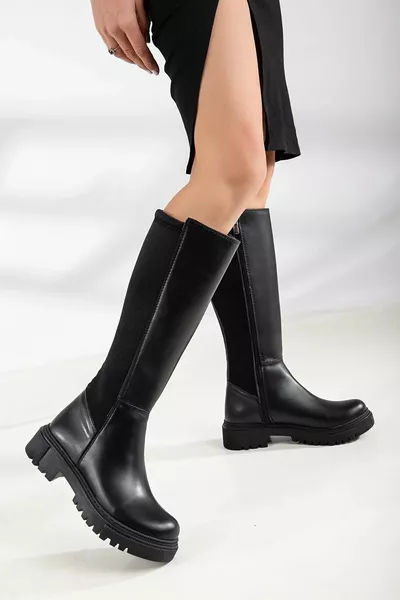 المرأة السوداء الركبة الظهر تمتد 5 سنتيمتر سميكة وحيد الرياضة أنيقة رايدر الجوارب الأحذية