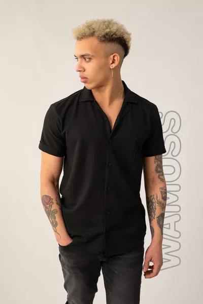 Chemise en maille slim fit à manches courtes
