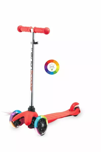 3  Red  Scooter Adjustable Height 7 Colors 3 Wheel Red With Led Light 3 - 4 Years Old