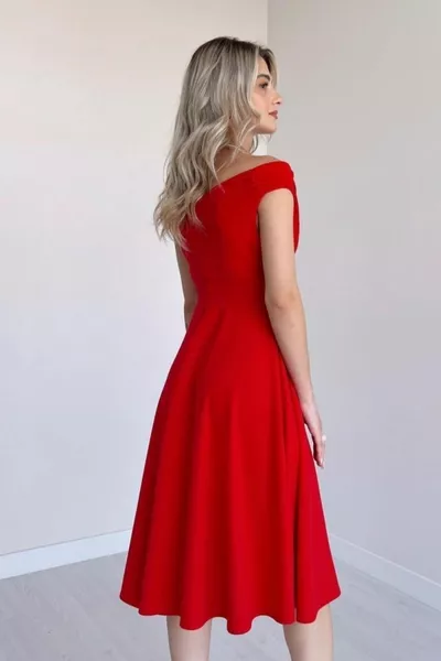 Дамска двуредна пола с къс ръкав с кола с волани креп рокля