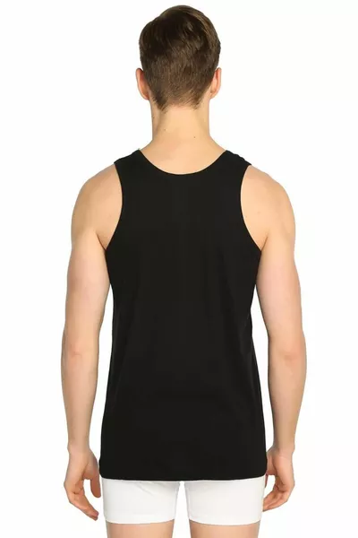 Zwarte 3-pack geribbelde klassieke tanktop voor heren 