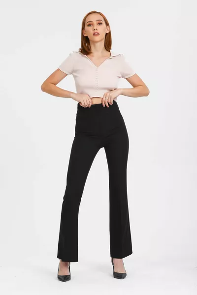 Pantaloni in tessuto spagnolo a vita alta