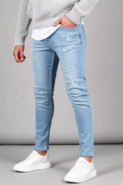 Jeans Uomo Skinny Fit Blu Ghiaccio 