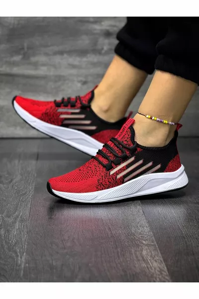 Unisex Rosso Casual Ortopedico Suola Morbida Casual Sneaker 