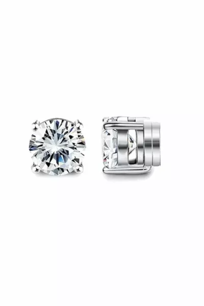 Strong Magnet L Steel Solitaire Men's Women Earrings Holeless Fake Earrings (1 Piece)