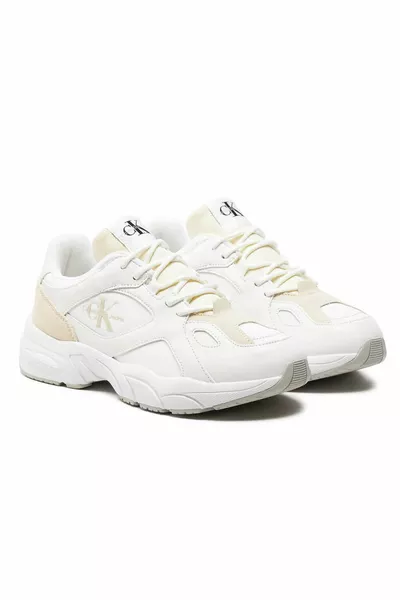 Дамски ежедневни бежови маратонки с дантела с лого на марката 