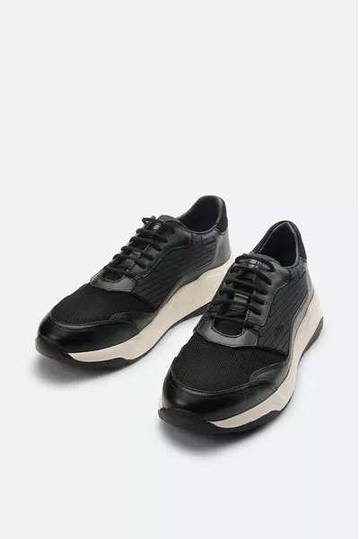 Kaki leer met gedetailleerde flexibele zool casual schoenen voor heren 