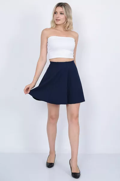 تنورة قصيرة ضيقة ضيقة باللون الأزرق الداكن للسيدات من 8 قطع