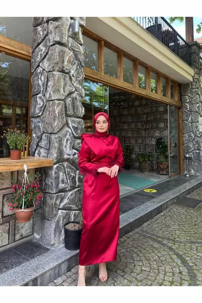 لارين الحجاب فساتين السهرة الساتان