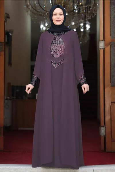 Abiti da sera dettagliati con paillettes rosa (ROSE) da donna 