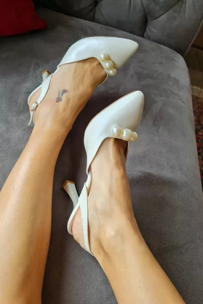  3 Top P Heels Women's Pearl 8cm Heeled Evening Dress Bridal Shoes