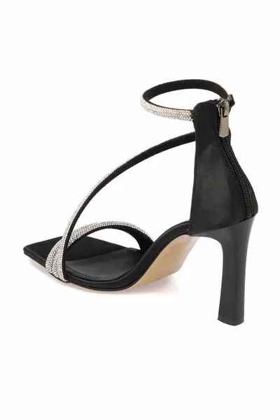 أسود النسيج المرأة مساء اللباس الأحذية - 