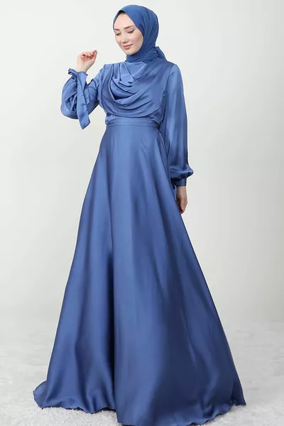 Robe de soirée à nouer Degaje indigo