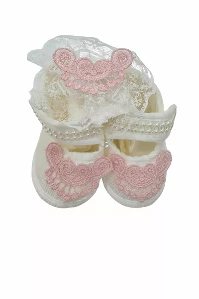 Güpure Satin Bébé Fille Chaussons / Ensemble de Chaussons Couronnés / Mevlütlük Chaussons Bébé Fille / Chaussons Bébé