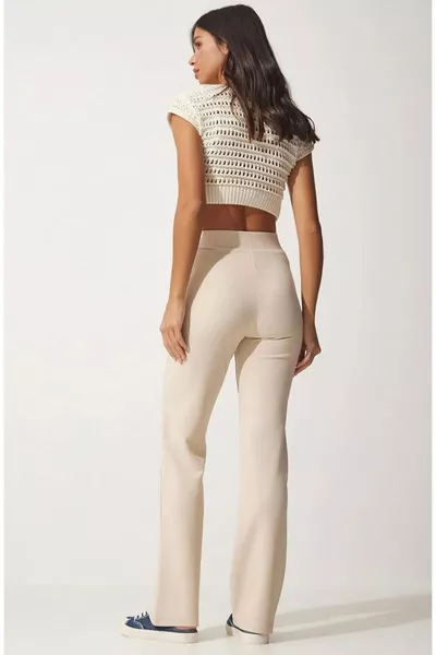 Pantalon Palazzo en tissu crêpe Lycra espagnol pour femme avec chima sur le devant