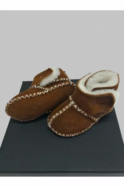 Baby Organic Lambskin Double Velcro Baby Boots Baby Booties First Step Shoes - 