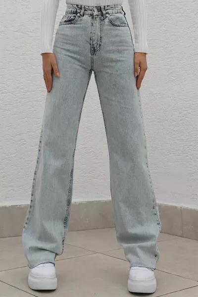 Lara Power Lycra Damen Hellblau Schneewaschung Hohe Taille Shabby Leg Denim Jeans a