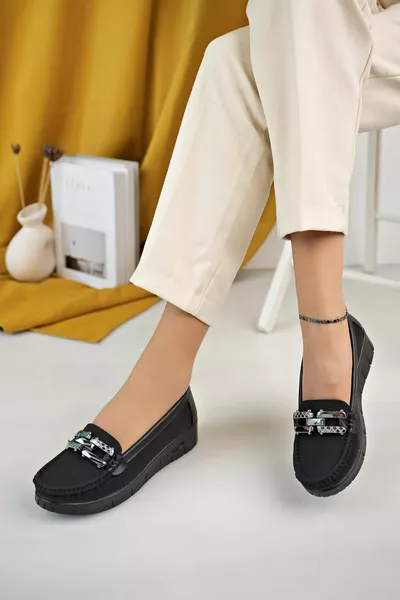 الكلاسيكية عارضة عارضة الباليه الشقق أحذية أمي AE الجلد الأسود