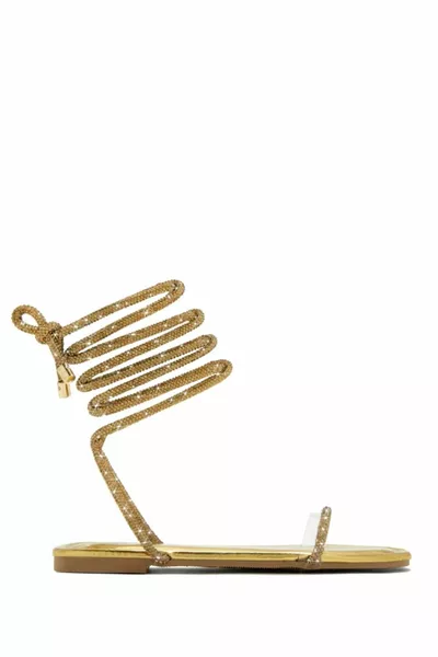 Дамски сандали с връзки със скъпоценни камъни