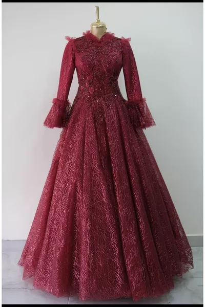 Помолвочное платье хиджаба A-образного выреза