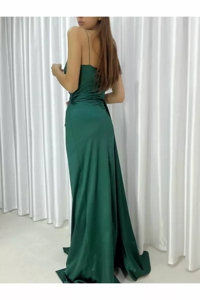 Allyso Degaje Collar Slit Evening Dress EMERALD