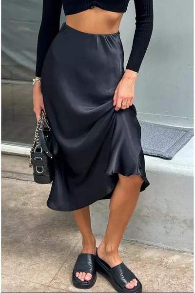 Jupe mi-longue en satin femme