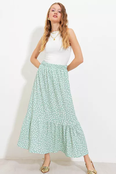 Gonna lunga in maglia a pois bianchi Çağla da donna 