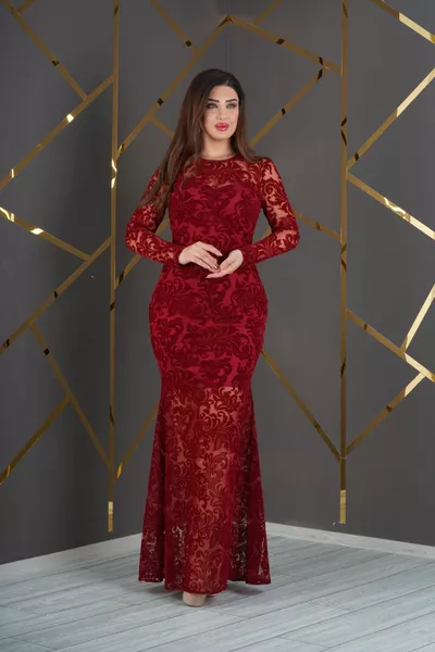 قطيع مطبوع طويل السمك اللباس مساء اللباس على تول مرنة