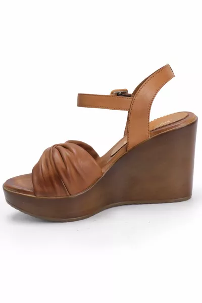 Sandales en cuir véritable beige pour femmes
