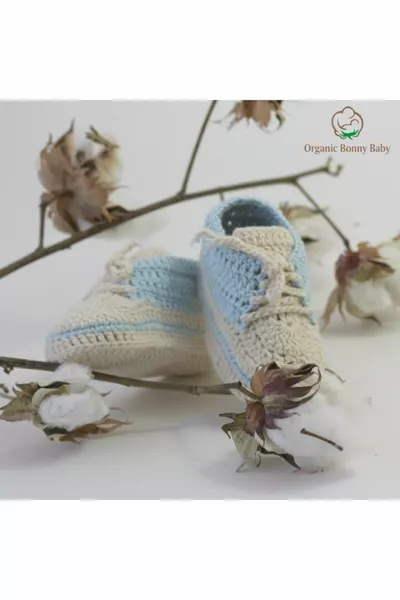Organic Handmade Baby Booties Special Design Blue  Months
