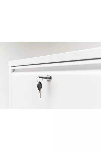 Locked 4-Pair Metal Shoe Rack - White - RAL