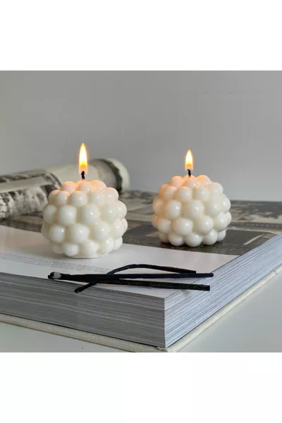 2 Bougies Bulle Décoratives Parfum Vanille (Dimensions de la bougie ; cm)