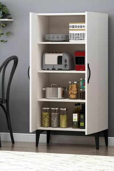 Кухненски шкаф за ъгъл, многофункционален, бял, нов