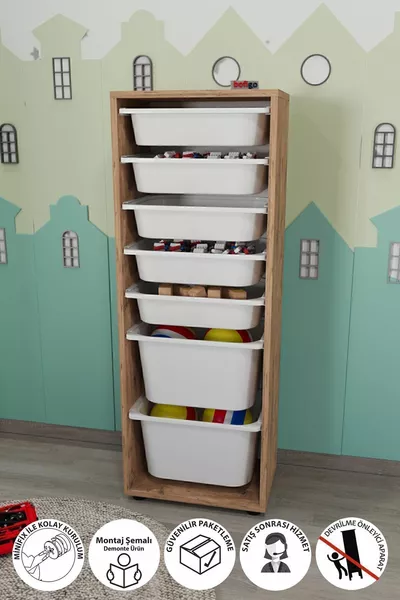 7-Basket Cabinet Multi-Purpose Cabinet Toy Cabinet Pera Pine